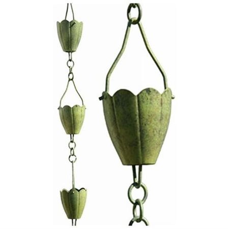 PATINA PRODUCTS Patina Products R253H Verdigris Flower Cup Rain Chain - Half Length R253H